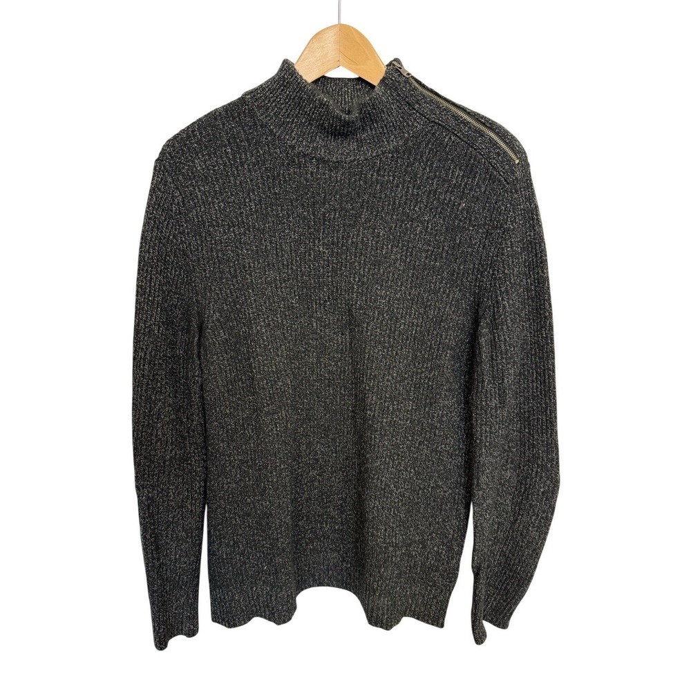 Banana Republic Sweater Men's 1/4 ZIP SIDE COLLAR Black Size L
